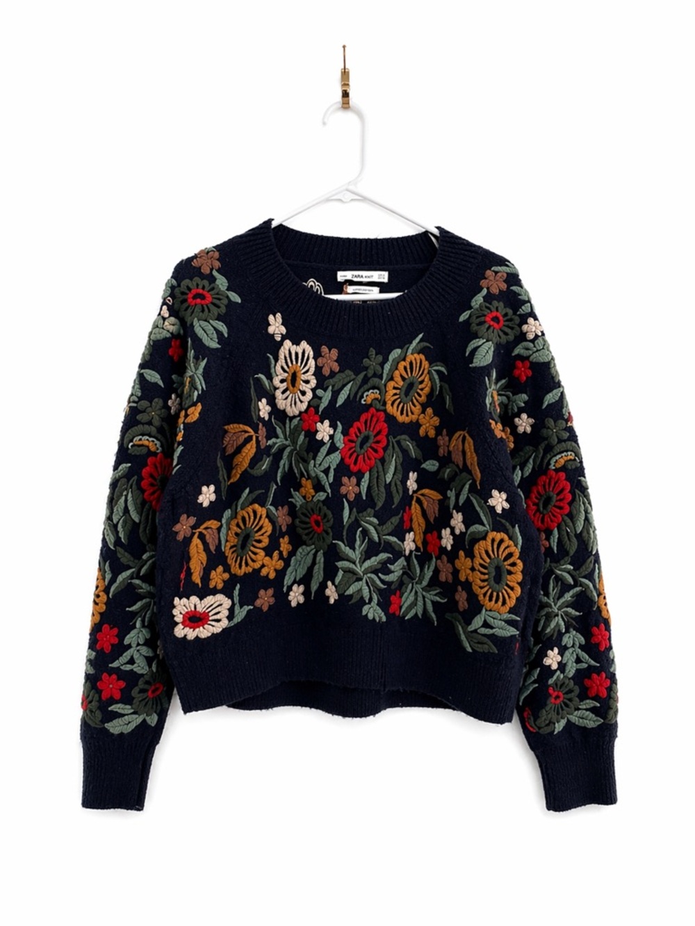 Zara Limited Edition Embroidered Knit Floral Sweater Boho | Size S - Picture 2 of 4